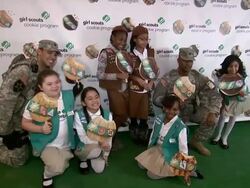 Girl scouts at Girl Scouts Kicks Off National Girl Scout Cookie Weekend at Grand Central Terminal Stock Footage
