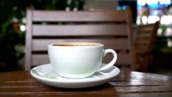 hot coffee cup in cafe Stock Footage