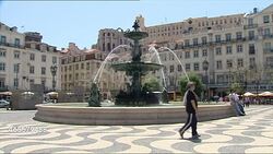 Fountain in Rossio Square, Lisbon News Clip