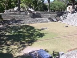 MS PAN Shot of copan surrounding by trees / Copan, Honduras Stock Footage