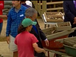 President Bush today will be helping ring
down the curtain on the 400th anniversary celebrations in Jamestown, Virginia, America's first permanent English settlement. News Clip