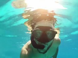 Swimming and snorkeling Stock Footage