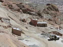 WS View of miners working at Potosi Mountains / Potosi, Bolivia Stock Footage