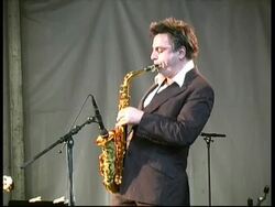 Jazz saxophonist Pierrick Pedron performing, France Stock Footage