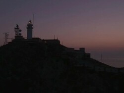 WS View of Lighthouse at Sunset / Cabo De Gata, Andalusia, Spain Stock Footage