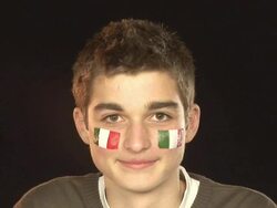 Smiling Patriotic ITALY male - HD & PAL Stock Footage