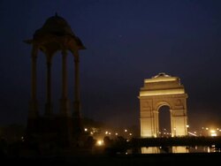 WS India Gate at night / New Delhi, India Stock Footage