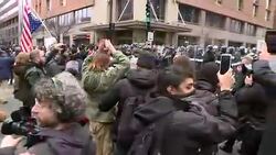 Protesters against Trump clash with Riot Police News Clip