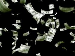 Money Rain with Alpha 25 sec NTSC ( 100 dollars ) Stock Footage