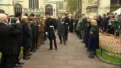Prince Harry & Prince Philip Visit The Fields of Remembrance At Westminster Abbey News Clip