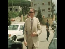 SYND 25 8 76 PRESIDENT FRANGIEH MEETS US DIPLOMATS News Clip