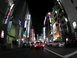  MS POV T/L Traffic on street at night / Shibuya, Tokyo, Japan Stock Footage