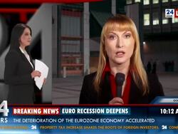 HD: Female Journalist Reporting Live In TV News Stock Footage