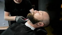 adult man with beard in a barber shop Stock Footage