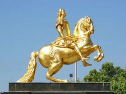Golden Rider in Dresden Stock Footage