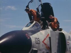 On the USS Enterprise: airplane preparation Stock Footage