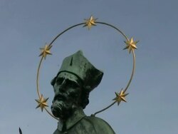 Religious Statue: Saint John of Nepomuk, Zoom Out Stock Footage
