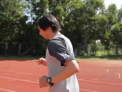 Man running in sport track Stock Footage