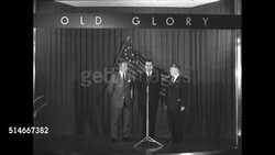 Newsreel film production of VP Richard Nixon's remarks at the 'New Glory for Old Glory' exhibit in NYC News Clip