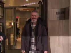 Griff Rhys Jones at Celebrity Video Sightings at BBC Radio on January 10, 2014 Stock Footage
