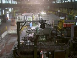 WS View of steelworks in rolling mill at Hoesch-Schwerte / Schwerte, Rhineland-Palatinate, Germany Stock Footage