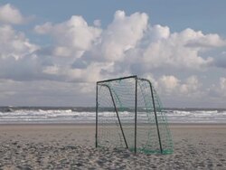 Soccer goal on the beach Stock Footage