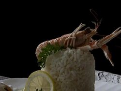 Rice with seafood on plate Stock Footage