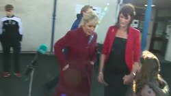 Sinn Fein leader Michelle O'Neill departing from a polling station News Clip