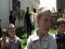 Shelled village and martyr cemetery Stock Footage