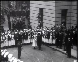 Middlesex Hospital, London - The King decorates nurse for heroic action. News Clip