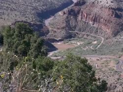 Salt Canyon Arizona foliage and Salt River Stock Footage