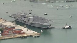 HMS Queen Elizabeth in Portsmouth Aerials News Clip