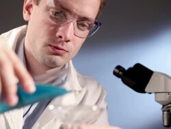 Male Scientist Researcher in the laboratory Stock Footage