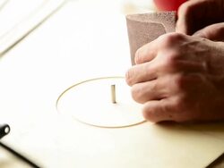 FEATURE: Craftsman 'Luthier' Nigel Foster making hand made Guitars Stock Footage