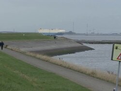 walking the dike in holland Stock Footage