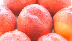 Ripe peaches, close up Stock Footage