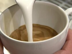 Close-up shot coffee cup being made by barista Stock Footage