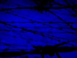 BARBED WIRE - cloudy blue. flow to the corners (loop) Stock Footage