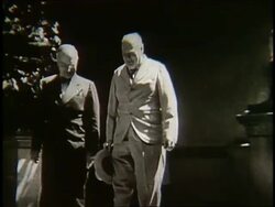 B/W 1940's Winston Churchill + Harry Truman walking off platform Stock Footage