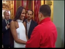 Model meets president Hugo Chavez News Clip
