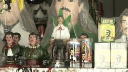 Stall selling souvenirs of Jesus Malverde News Clip