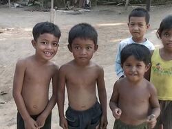 MS Childrens in small farmer village / Angkor Wat, Cambodia Stock Footage