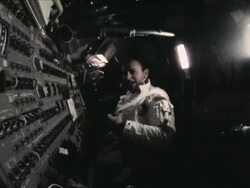 Apollo 12 astronauts inside Command Module Stock Footage