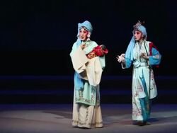 MS Actress performing Qinqiang opera in theater and Qinqiang is representative folk opera of northwest china  AUDIO  / xi'an, shaanxi, china Stock Footage
