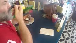 At Cafe: Eating, Drinking, Working Stock Footage