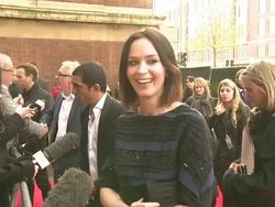 Emily Blunt at Salmon Fishing In The Yemen European Premiere at ODEON Kensington on April 10, 2012 in London, England. Stock Footage