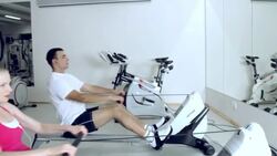 Health Club Workout - Rowing Machine Stock Footage