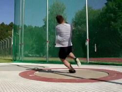 HD: Super Slo-Mo Shot of male hammer thrower Stock Footage