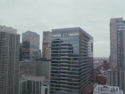 WS T/L Day to night shot of City skyline at cloudy day / Chicago, Illinois, USA Stock Footage