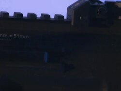 Close Up tilt-down - A 762 mm rifle features a pistol grip /  Maryland, United States Stock Footage